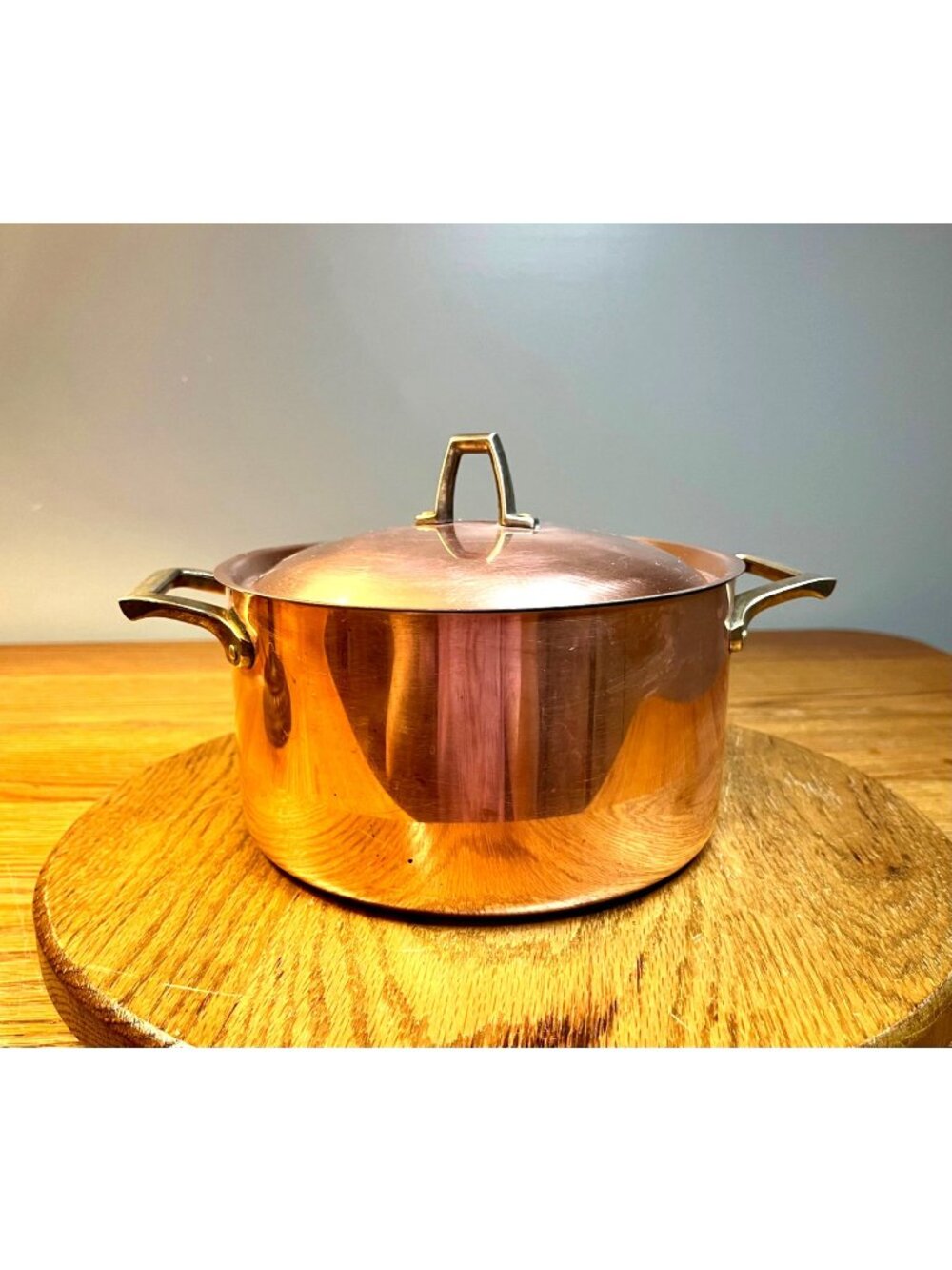 Vintage Paul Revere Ware 3 quart Copper Dutch Oven/ Stockpot Stainless Steel